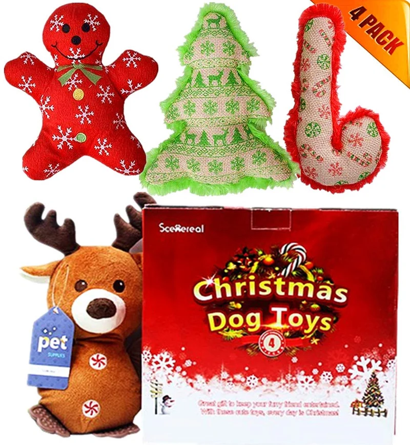Esceneral - Juguete de peluche para perros y gatos pequeños, 4 unidades