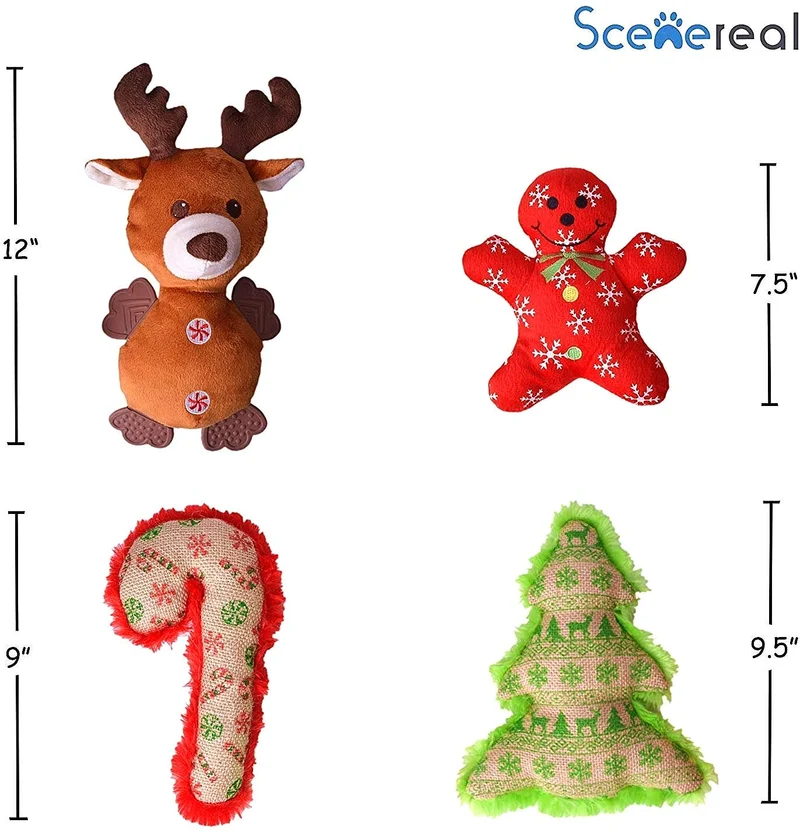 Esceneral - Juguete de peluche para perros y gatos pequeños, 4 unidades
