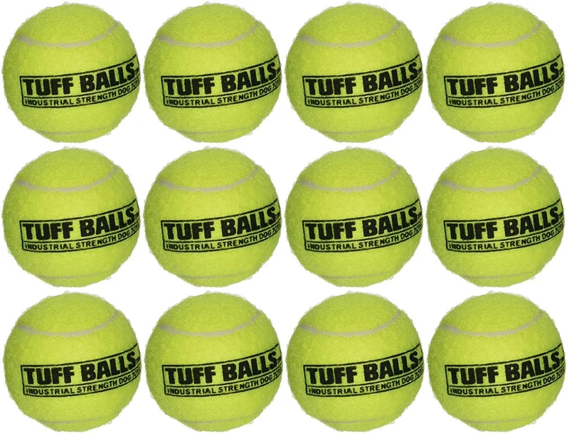 12 Bolas Tuff Balls, juguetes para perros con fuerza industrial, Amarillo