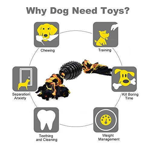 LECHONG Durable Dog Chew Toys for Aggressive Chewer, Combine Ball Rope Dog Toy 13.5 Inch Nearly Indestructible Dog Toy with Convex Design for Puppy Small Medium and Large Dogs