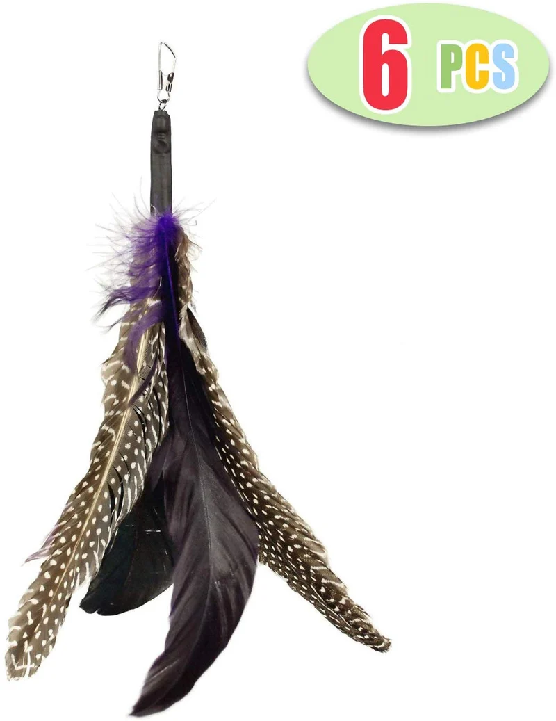 Highland granjas seleccione hecho a mano pluma natural juguete de gato da Bird – Juego de recambios interactivo gato y gatito juguete