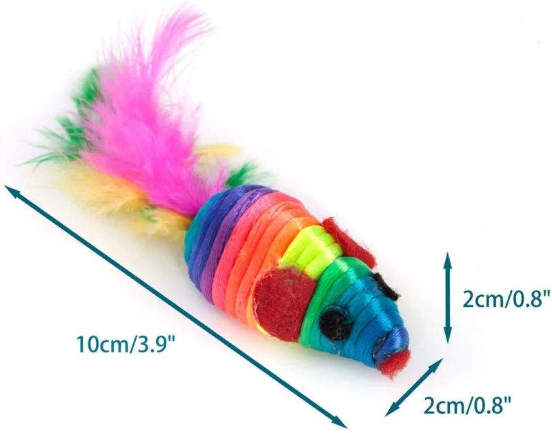 Chiwava - Juego de juguetes interactivos para gatos de juguete de 5 pulgadas, con cuerda de arcoíris y plumas, 24 unidades, varios colores