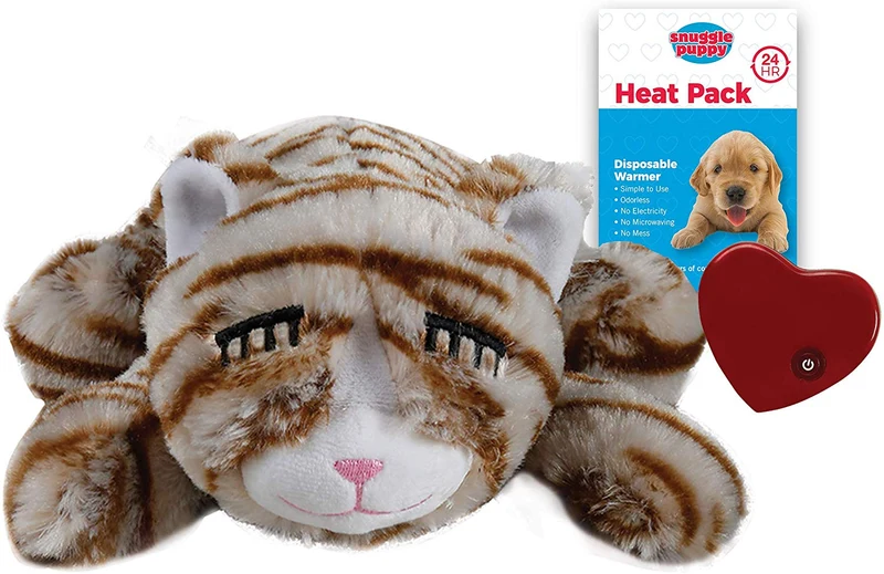 Smart PET Love Juguete de ayuda para el comportamiento de mascotas, para acurrucarse, diseño de tigre tostado.