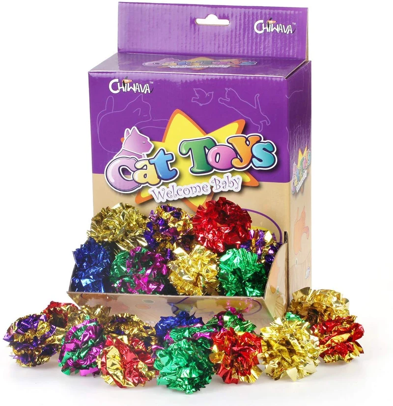 Juguete de bolas de Mylar juguete de gato brillante arrugado bola gatito agrietado ligero Play varios colores