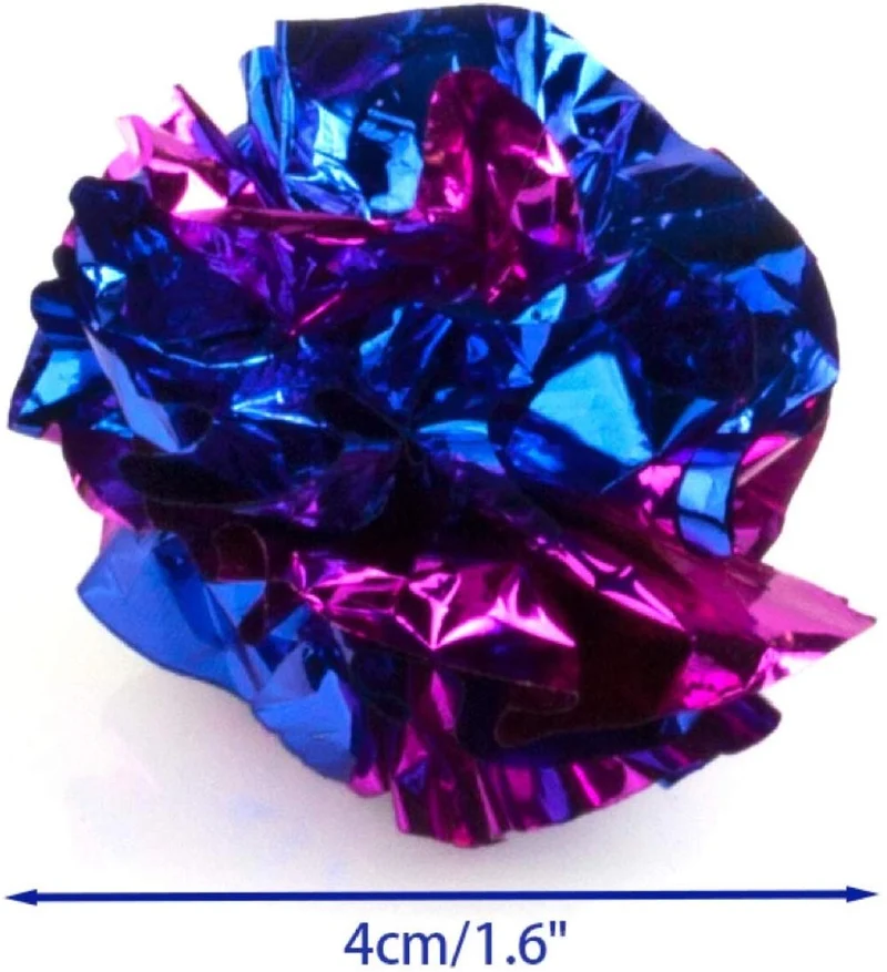 Juguete de bolas de Mylar juguete de gato brillante arrugado bola gatito agrietado ligero Play varios colores