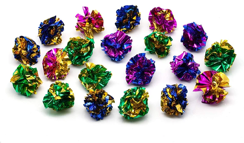 Juguete de bolas de Mylar juguete de gato brillante arrugado bola gatito agrietado ligero Play varios colores