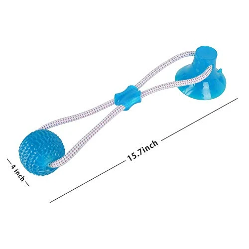 Feeke Juguete para morder molar para mascotas, cuerda interactiva multifunción, juguete de goma para masticar con ventosa, herramienta de limpieza de dientes para perros y gatos