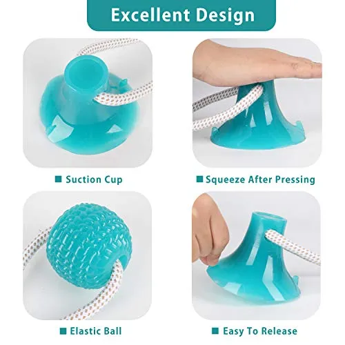 Feeke Juguete para morder molar para mascotas, cuerda interactiva multifunción, juguete de goma para masticar con ventosa, herramienta de limpieza de dientes para perros y gatos