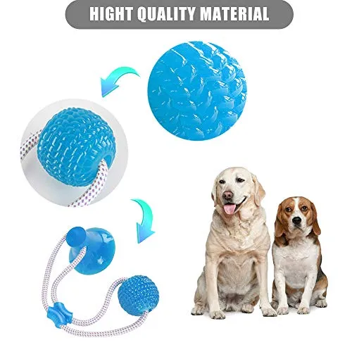 Feeke Juguete para morder molar para mascotas, cuerda interactiva multifunción, juguete de goma para masticar con ventosa, herramienta de limpieza de dientes para perros y gatos