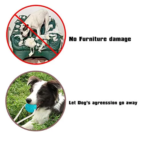 Feeke Juguete para morder molar para mascotas, cuerda interactiva multifunción, juguete de goma para masticar con ventosa, herramienta de limpieza de dientes para perros y gatos