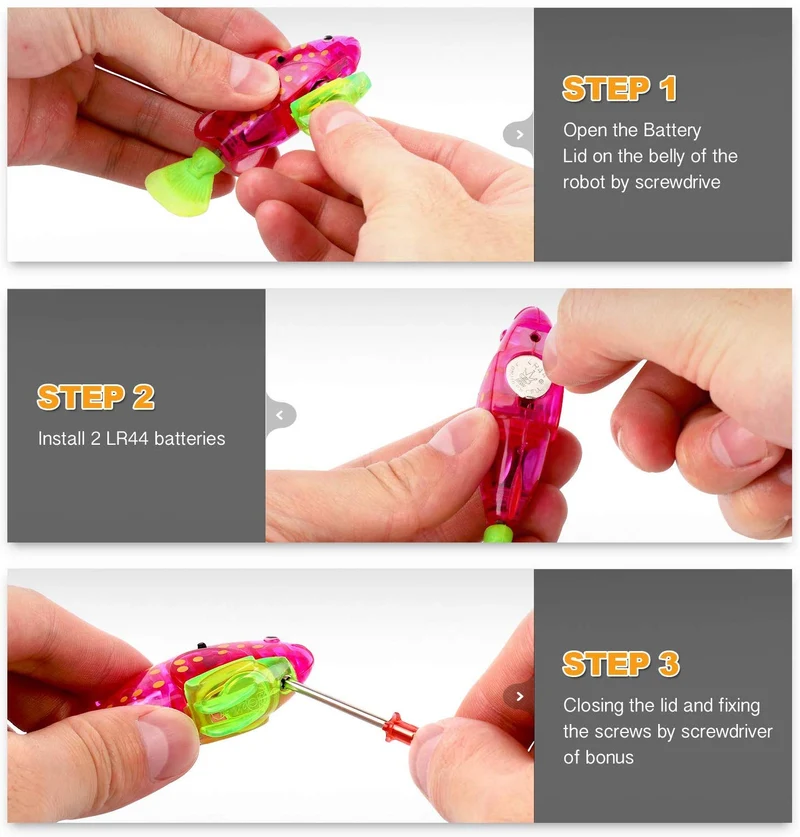 Creative Cat Fish Toys 8 paquetes con 32 pilas LR44 y 4 modos de natación LED robot de agua para gatos grandes y medianos y pequeños