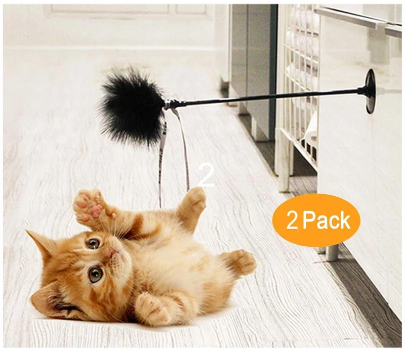 Yvelife - Juguete interactivo para gatos con ventosa, 2 unidades, color blanco y negro