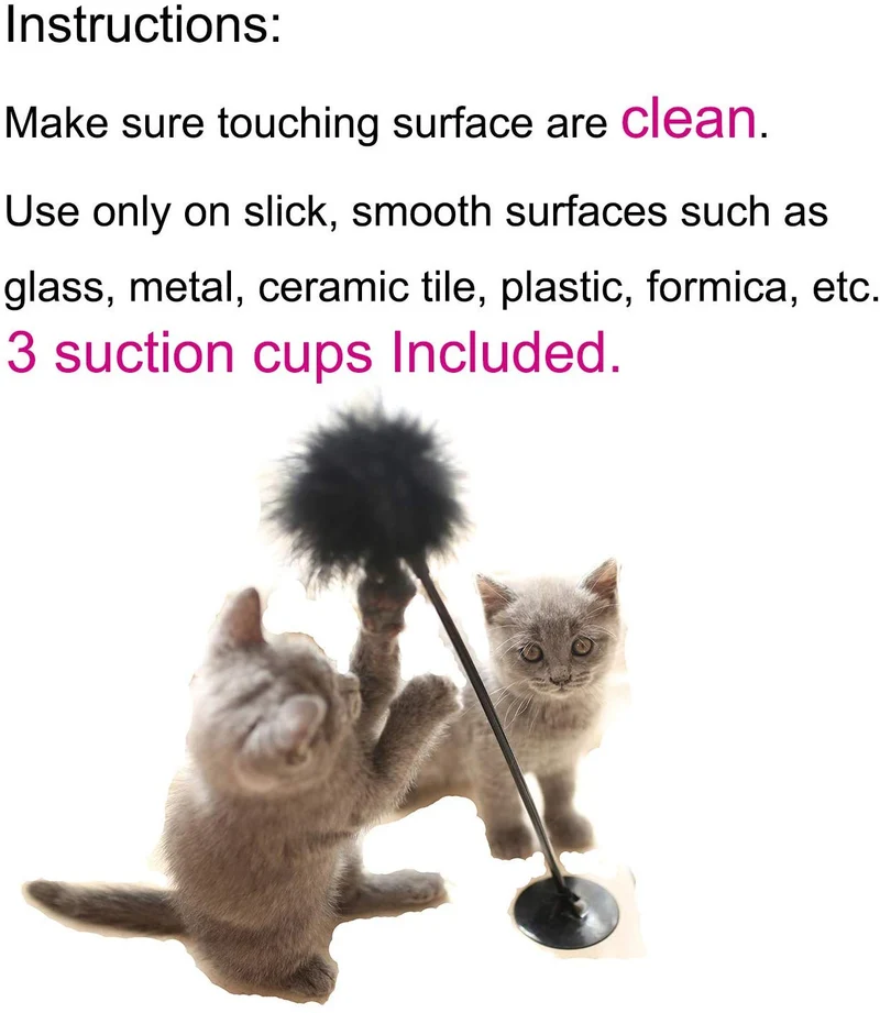 Yvelife - Juguete interactivo para gatos con ventosa, 2 unidades, color blanco y negro