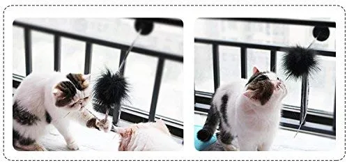 Yvelife - Juguete interactivo para gatos con ventosa, 2 unidades, color blanco y negro
