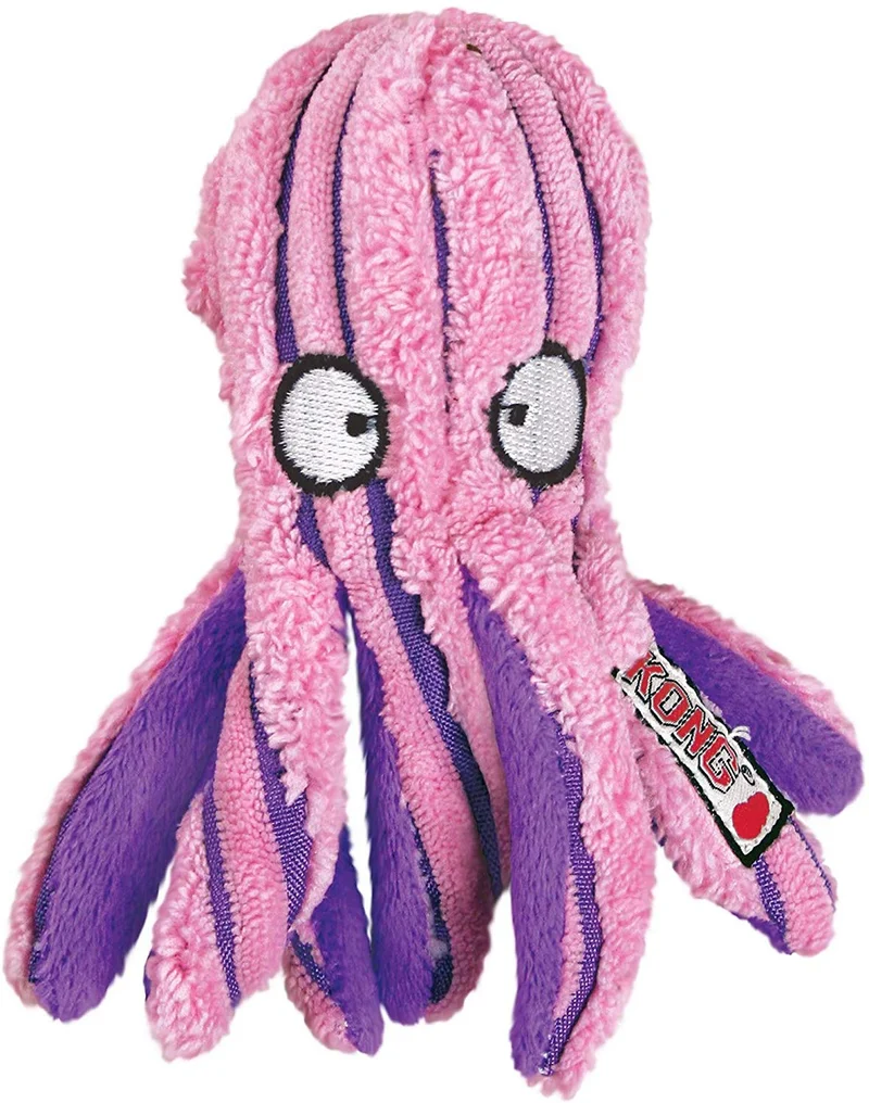 Juguete para gatos de calidad prémium de Kong, juguete para gatos con forma de cachorro, juguete para gatos con forma de pulpo (rosa/púrpura), juguete para gatos Hugga Wubba (los colores pueden variar)