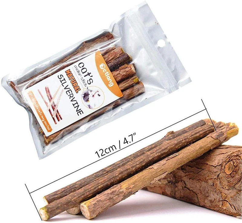 Deyace Catnip Sticks 40 piezas Orgánica Gato Catnip Juguetes Natural Planta Matatabi Plata Vina Masticar Palos Gato Dientes Limpieza Masticar Juguete para Gato Gatito Kitty (40 piezas)