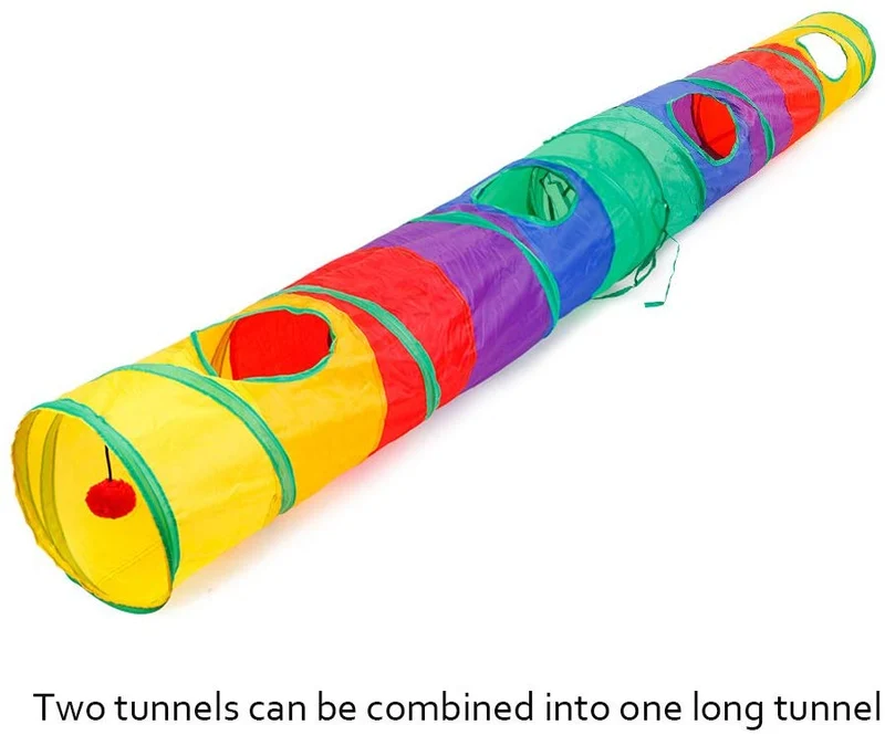 Ace One - Túnel plegable para mascotas, juguete para interior y exterior, juguete para cachorros, para entrenamiento de equitación y correr con una divertida bola y dos agujeros