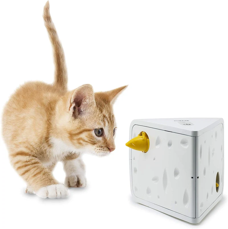 Juguetes electrónicos para gatos PetSafe, quesos automáticos y pájaros Peek-A-Bird, escondite y busque juguete, interactivo Ambush pájaro y ratón caza, diversión activada por movimiento para gatitos