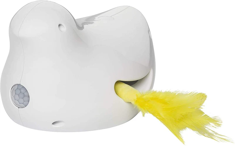 Juguetes electrónicos para gatos PetSafe, quesos automáticos y pájaros Peek-A-Bird, escondite y busque juguete, interactivo Ambush pájaro y ratón caza, diversión activada por movimiento para gatitos