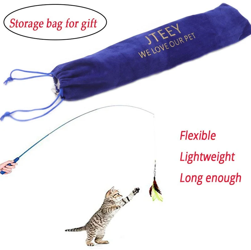 Cat juguetes interactivo, 9 paquetes retráctil gato juguete Varita, Cat Juguete de plumas, Assorted recambios Teaser Varita Exerciser Toy Set, pescado Bird Butterfly Dragonfly Gusano