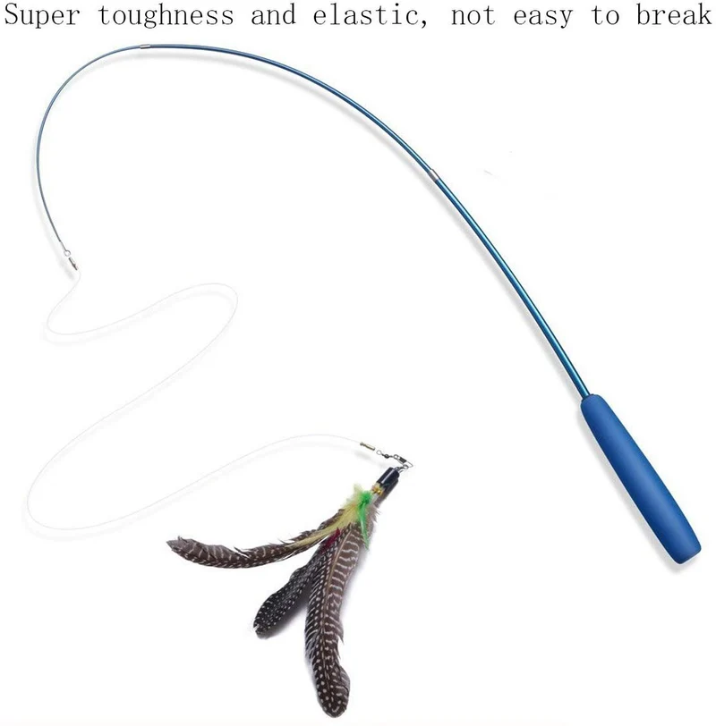 Cat juguetes interactivo, 9 paquetes retráctil gato juguete Varita, Cat Juguete de plumas, Assorted recambios Teaser Varita Exerciser Toy Set, pescado Bird Butterfly Dragonfly Gusano