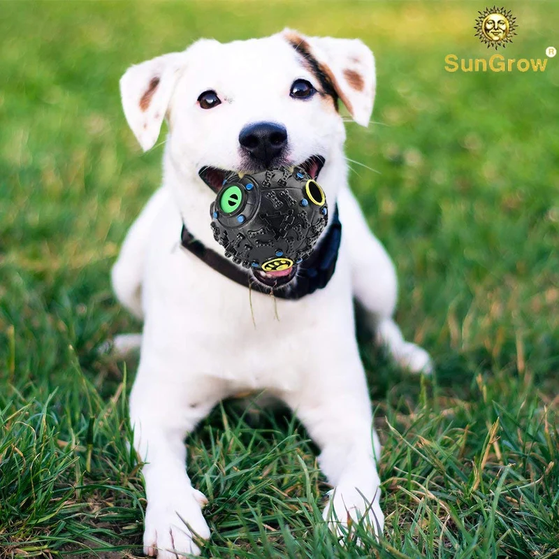 SunGrow - Dispensador interactivo de golosinas para perros, bola de rompecabezas de alimentos, para estimulación mental y física, aumenta el coeficiente intelectual, el aburrimiento y el rodadura