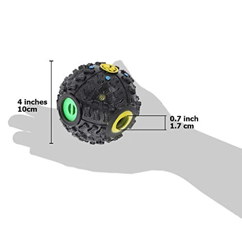 SunGrow - Dispensador interactivo de golosinas para perros, bola de rompecabezas de alimentos, para estimulación mental y física, aumenta el coeficiente intelectual, el aburrimiento y el rodadura