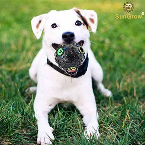 SunGrow - Dispensador interactivo de golosinas para perros, bola de rompecabezas de alimentos, para estimulación mental y física, aumenta el coeficiente intelectual, el aburrimiento y el rodadura