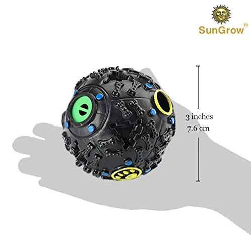 SunGrow - Dispensador interactivo de golosinas para perros, bola de rompecabezas de alimentos, para estimulación mental y física, aumenta el coeficiente intelectual, el aburrimiento y el rodadura