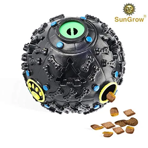 SunGrow - Dispensador interactivo de golosinas para perros, bola de rompecabezas de alimentos, para estimulación mental y física, aumenta el coeficiente intelectual, el aburrimiento y el rodadura