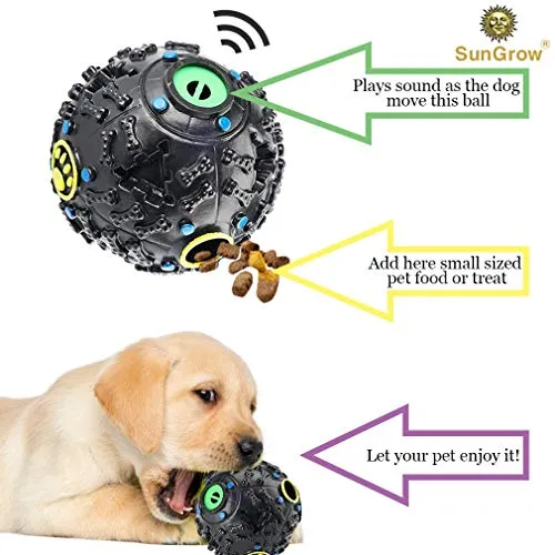 SunGrow - Dispensador interactivo de golosinas para perros, bola de rompecabezas de alimentos, para estimulación mental y física, aumenta el coeficiente intelectual, el aburrimiento y el rodadura