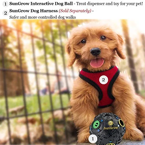 SunGrow - Dispensador interactivo de golosinas para perros, bola de rompecabezas de alimentos, para estimulación mental y física, aumenta el coeficiente intelectual, el aburrimiento y el rodadura