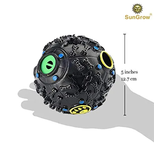 SunGrow - Dispensador interactivo de golosinas para perros, bola de rompecabezas de alimentos, para estimulación mental y física, aumenta el coeficiente intelectual, el aburrimiento y el rodadura