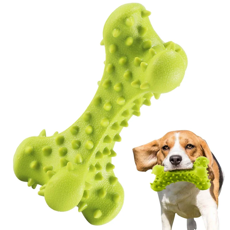 HIKISS Dog Chew Toy for Aggressive Chewers,Dog Toothbrush Chew Toy Stick Non-Toxic Rubber Dog Bone Toy Safe Reduces Boredom