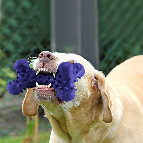 HIKISS Dog Chew Toy for Aggressive Chewers,Dog Toothbrush Chew Toy Stick Non-Toxic Rubber Dog Bone Toy Safe Reduces Boredom