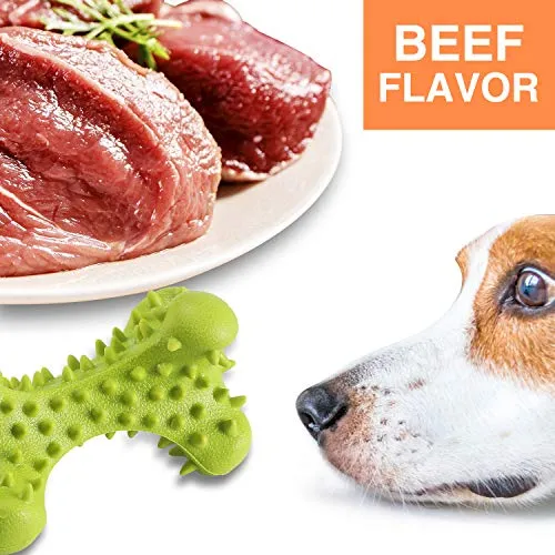 HIKISS Dog Chew Toy for Aggressive Chewers,Dog Toothbrush Chew Toy Stick Non-Toxic Rubber Dog Bone Toy Safe Reduces Boredom