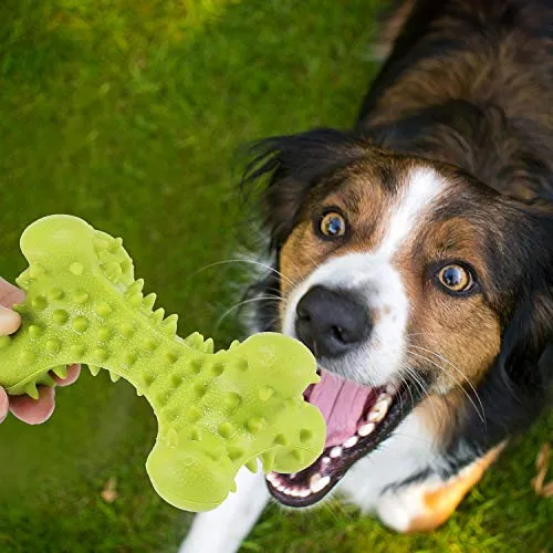 HIKISS Dog Chew Toy for Aggressive Chewers,Dog Toothbrush Chew Toy Stick Non-Toxic Rubber Dog Bone Toy Safe Reduces Boredom