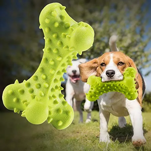 HIKISS Dog Chew Toy for Aggressive Chewers,Dog Toothbrush Chew Toy Stick Non-Toxic Rubber Dog Bone Toy Safe Reduces Boredom