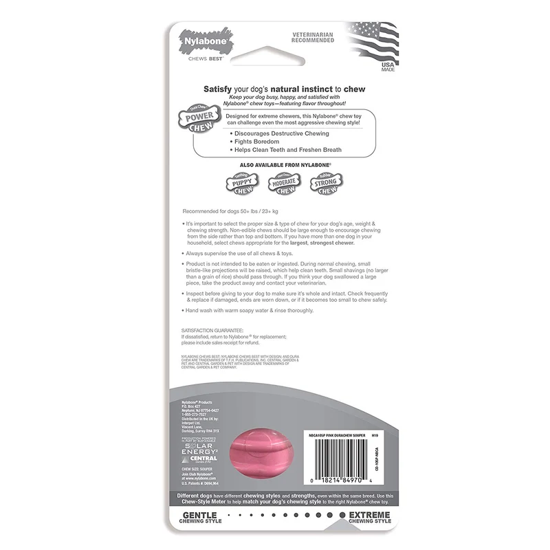Nylabone - Masticable para perros con textura rosa, para sensibilización sobre el cáncer de mama, extragrande