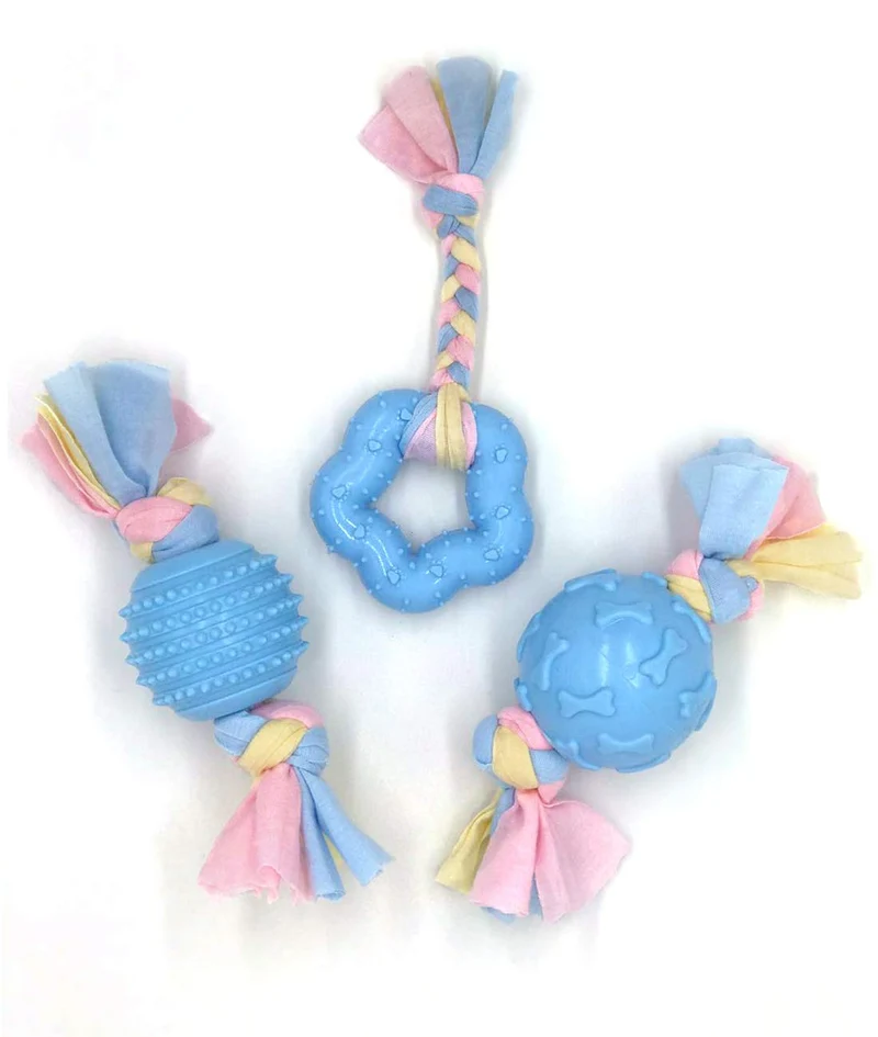 PEUPET Juguetes de dentición para cachorros, juguetes para masticar para perros con cuerda de algodón para cachorros y perros pequeños