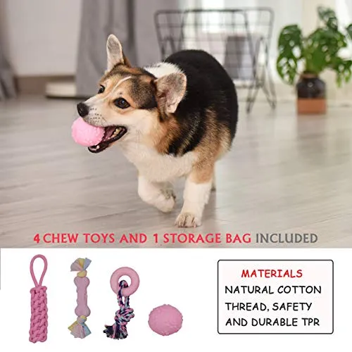 PEUPET Juguetes de dentición para cachorros, juguetes para masticar para perros con cuerda de algodón para cachorros y perros pequeños