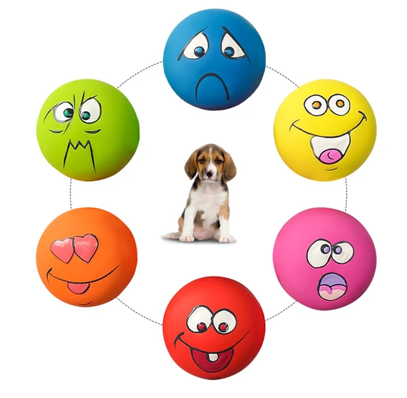hdsx Squeaky dientes de juguetes para gato perro mascota pelota cachorro sonido cara Fetch juguete, 6 piezas