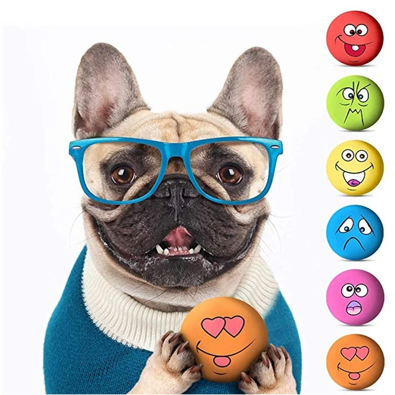 hdsx Squeaky dientes de juguetes para gato perro mascota pelota cachorro sonido cara Fetch juguete, 6 piezas