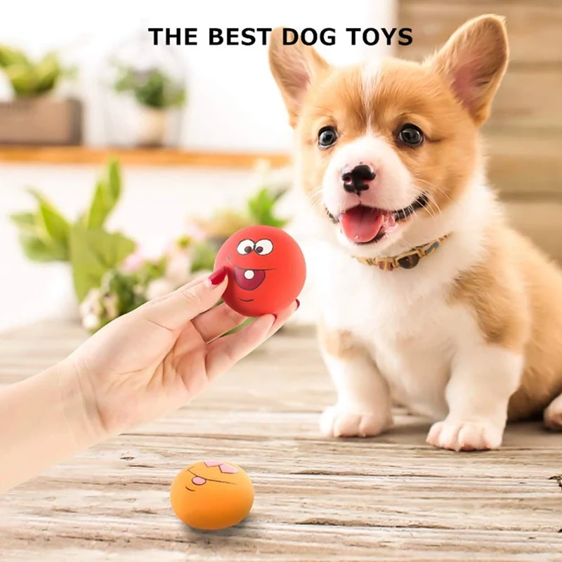 hdsx Squeaky dientes de juguetes para gato perro mascota pelota cachorro sonido cara Fetch juguete, 6 piezas