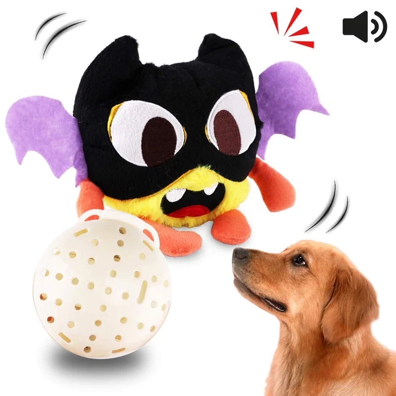 Petbobi Automatic Dog Toys Interactive Plush Giggle Ball Shake Squeak Crazy Bouncer Toys Exercise Electronic Toy for Puppy Motorized Entertainment for Pets