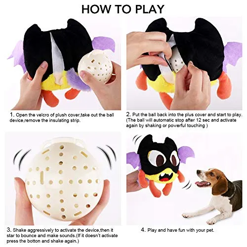Petbobi Automatic Dog Toys Interactive Plush Giggle Ball Shake Squeak Crazy Bouncer Toys Exercise Electronic Toy for Puppy Motorized Entertainment for Pets
