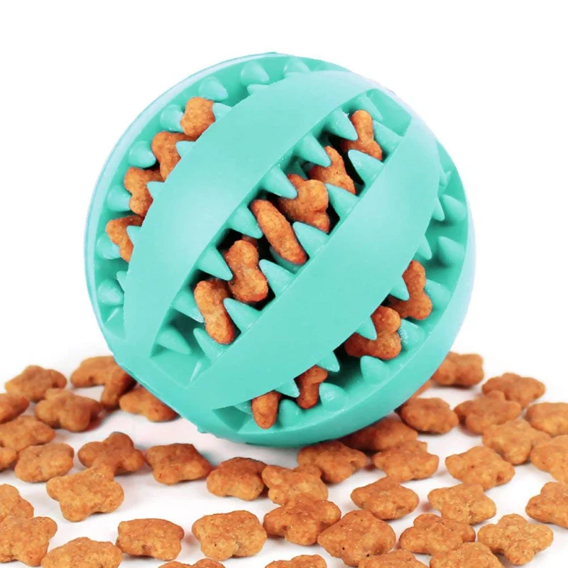 Vitscan Juguete dispensador de golosinas para perros, pelota de regalo con chirriador de goma, juguete para masticar para perros, mejor para cachorros y perros pequeños y medianos, aumenta el coeficiente intelectual y la estimulación mental (paquete de 3)