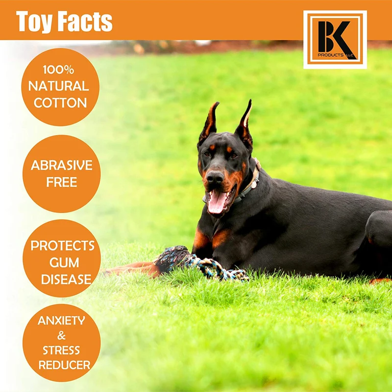 BK PRODUCTS LLC Juguetes para perros para masticadores agresivos, juego de 2 cuerdas para perros XL resistentes, juguete para cachorros de raza grande, perros medianos y grandes para masticar, dentición, Tug of War