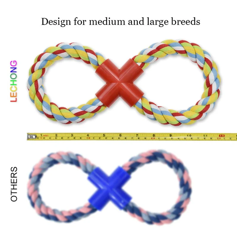 LECHONG Juguete de cuerda para perros para masticadores agresivos, 8 formas duraderas, juguetes de entrenamiento para perros grandes, juguete de juguete para masticar y jugar