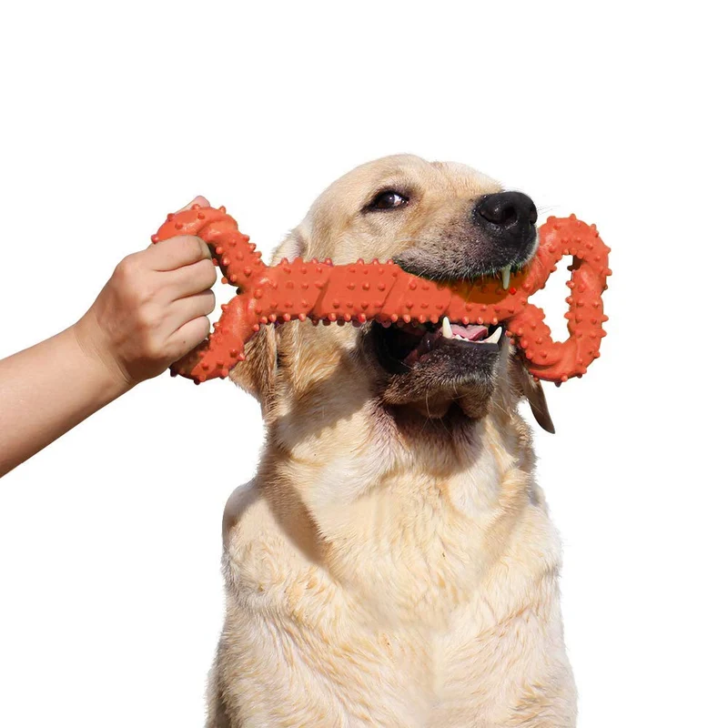 LECHONG Juguetes para masticar para perros de 13 pulgadas, forma de hueso, juguetes para perros extra grandes con diseño convexo, juguete fuerte para masticadores agresivos, limpieza de dientes para perros medianos y grandes